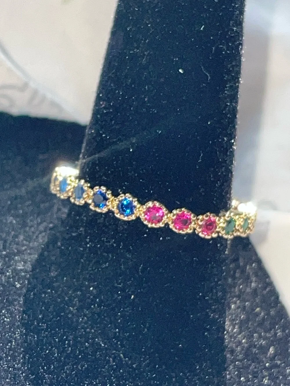 Gold Multicolor Gemstone Eternity Ring NEW